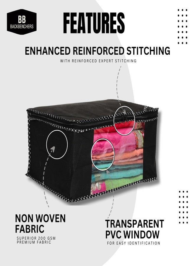 BB BACKBENCHERS Non-Woven Saree Cover/Bags/Organizer For Wardrobe - Foldable Saree Covers ith Zip, Multipurpose Storage Bag For Suit, Lehanga, Dress Packing With Transparent Window, Pack of 3 - Image 2