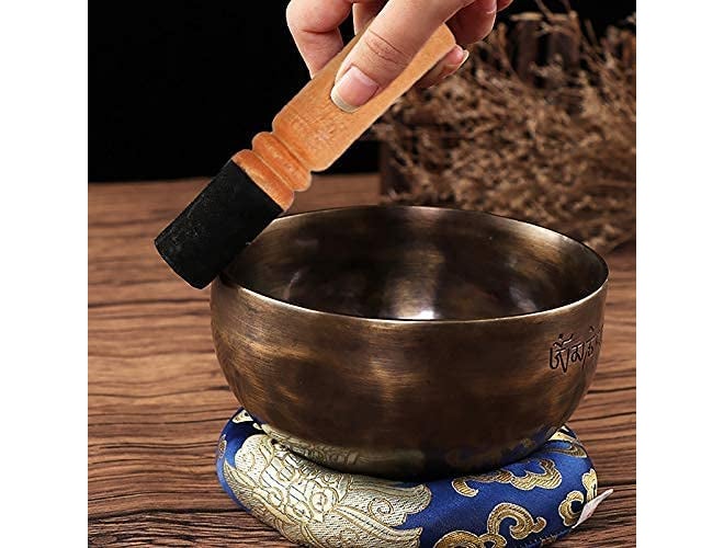 FASHERATI Leather Wrap Singing Bowl Striker 7 X 1.5 Inch Cushion Pad Cushion Singing Bowl Mallet with Gong Mallet - Image 2