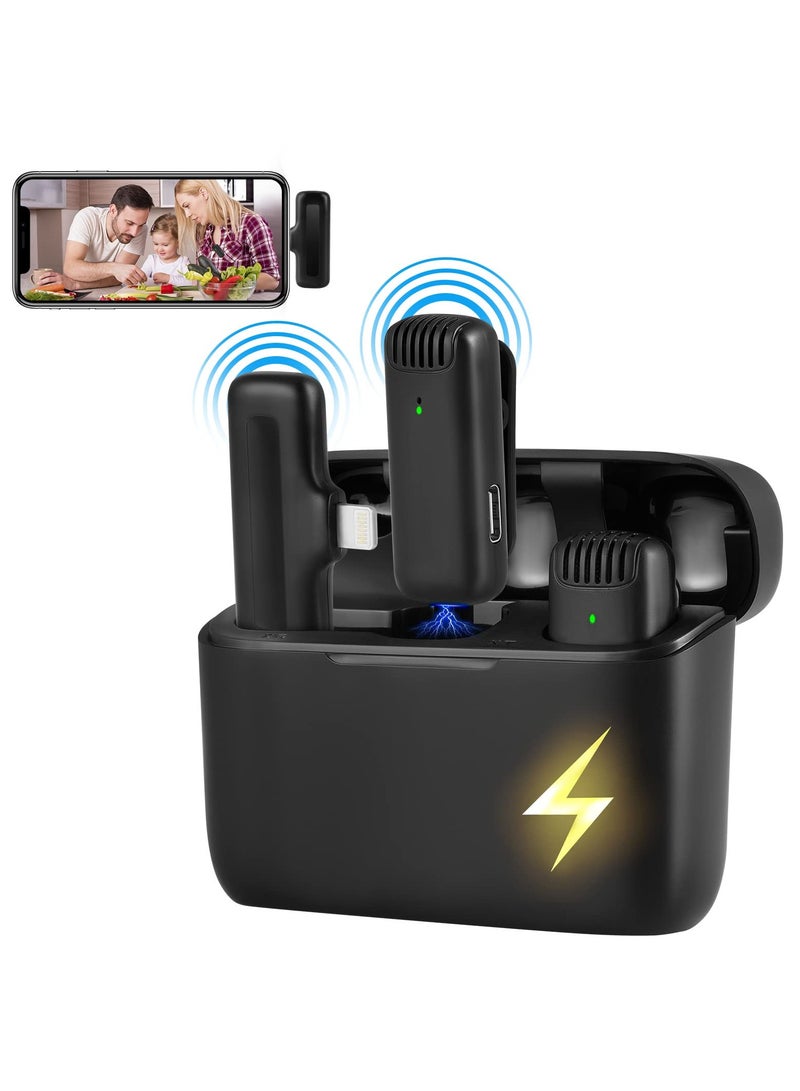 SYOSI Wireless Lavalier Microphone, for iPhone iPad, Dual Clip on Lapel Mic with Charging Case, Plug-Play Mini Wireless Microphones with Noise Reduction for Video Recording, Live Streaming, YouTube - Image 1