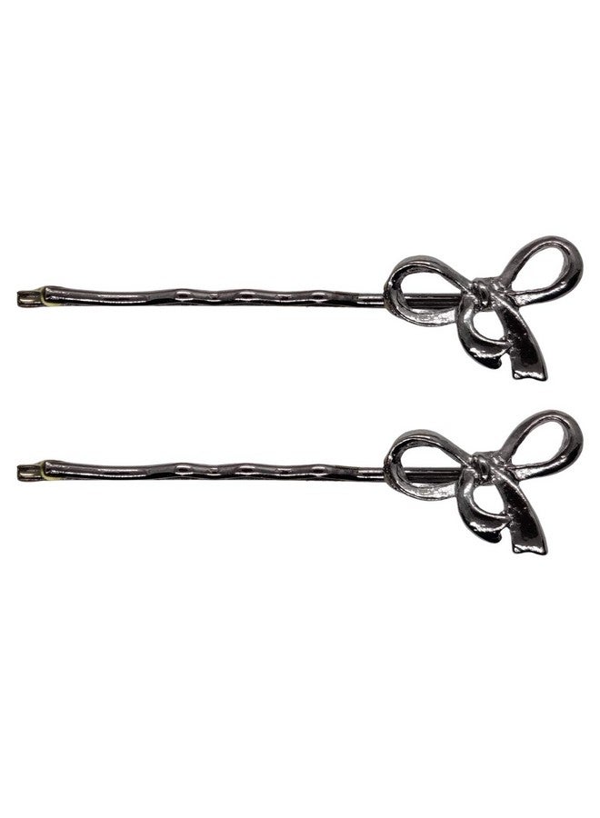 FURE Metal Bow Bobby Hair Pins (Black Nickel) for Women - Image 1