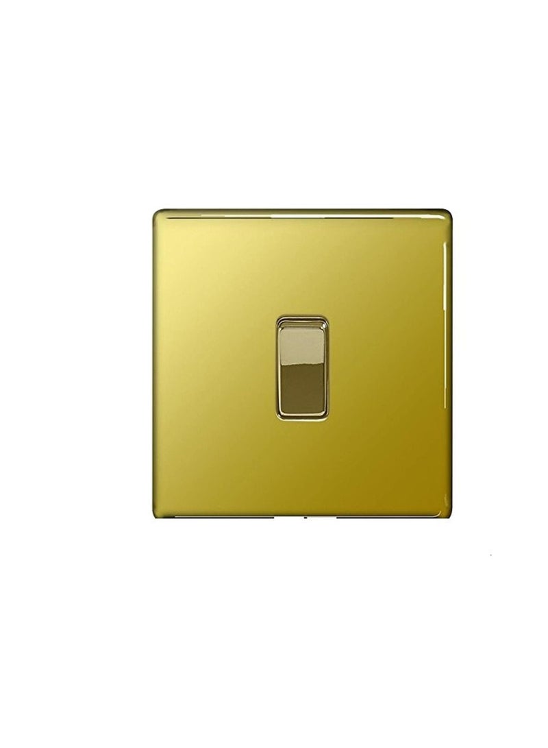 BG Electrical FPB1212 1-Gang 2-Way Metal Brushed/Stainless Steel Light Switch - Polished Brass - Image 2