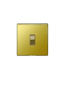 BG Electrical BG Electrical FPB1212 1-Gang 2-Way Metal Brushed/Stainless Steel Light Switch - Polished Brass  - Image 1