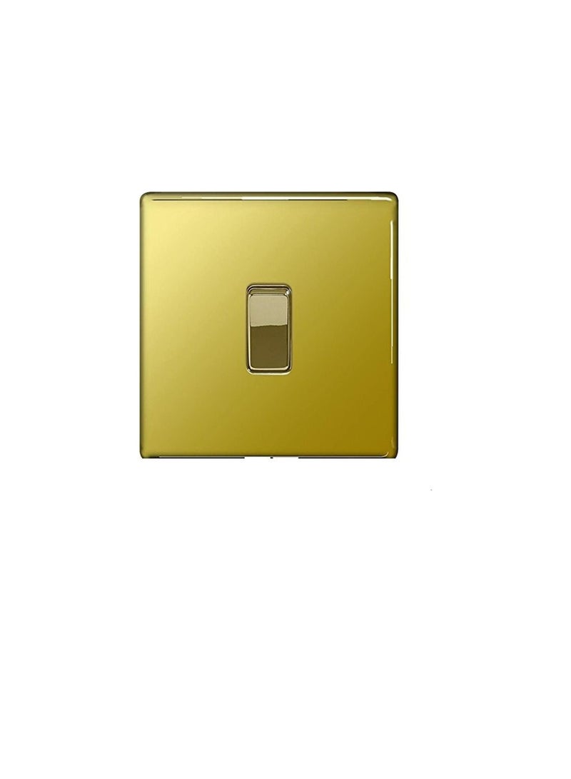 BG Electrical FPB1212 1-Gang 2-Way Metal Brushed/Stainless Steel Light Switch - Polished Brass - Image 1