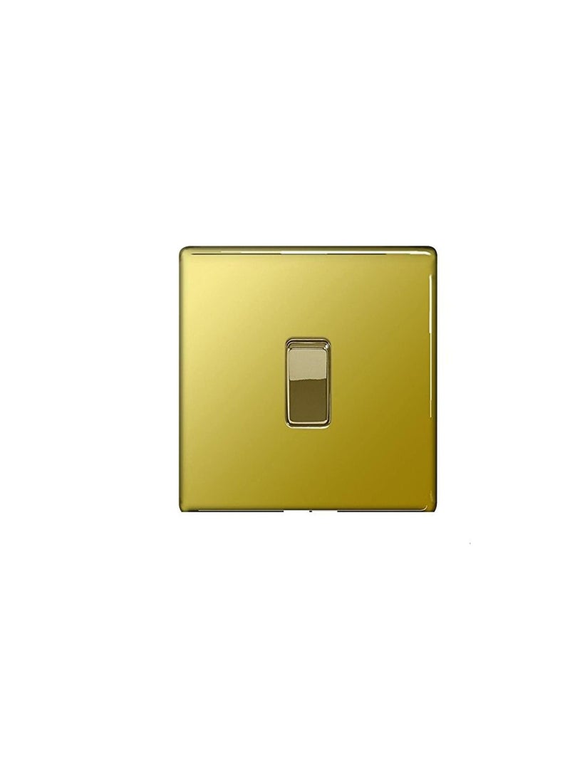 BG Electrical FPB1212 1-Gang 2-Way Metal Brushed/Stainless Steel Light Switch - Polished Brass - Image 3