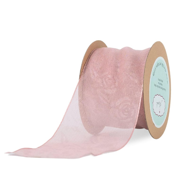 Meraki Cards Meraki Cards Sheer Pink Ribbon with Floral PatternElegant for Gift Wrapping Floral Arrangements Dcor Delicate Refined Touch for Special Events Pink 50mm 10 Yards