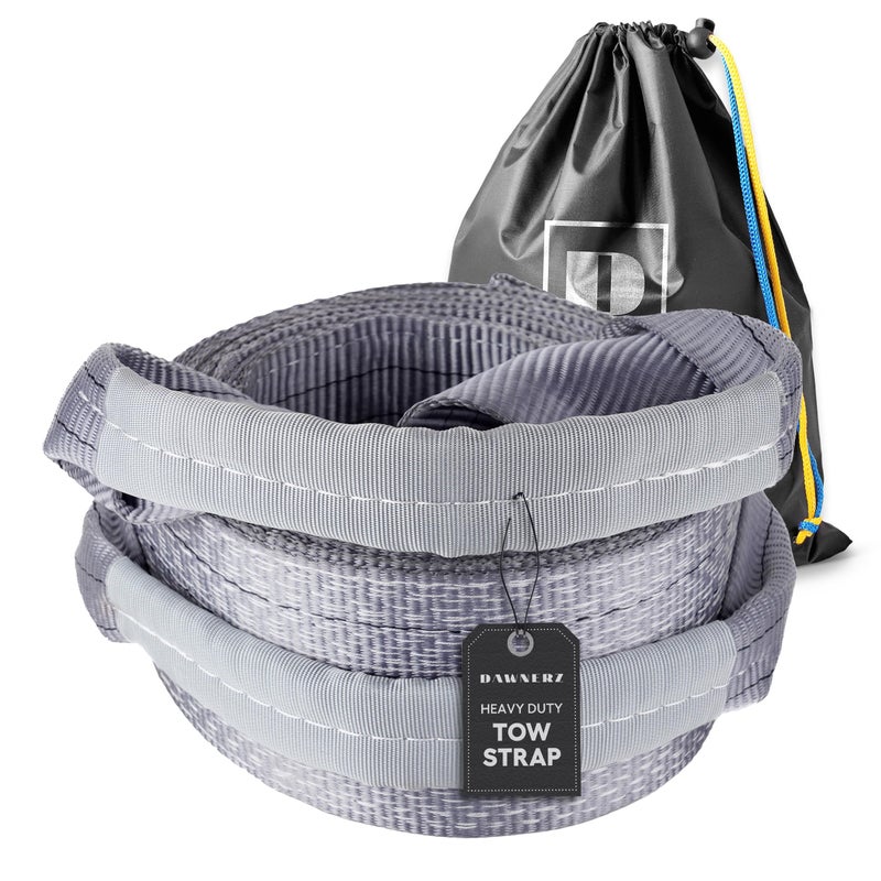 Dawnerz Heavy Duty Tow Strap 70000 lbs Minimum Break Strength 30ft - Recovery Tow Rope for Truck Van RV 35 US Tons 7.5 m - Image 1