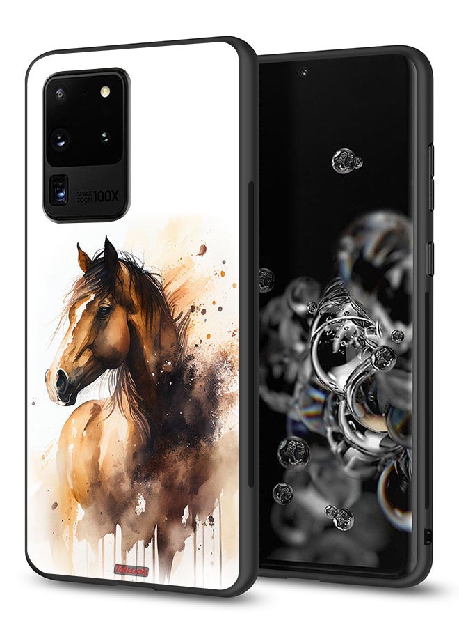 Tolwak Samsung Galaxy S20 Ultra Protective Case Cover Horse Abstract Art - Image 1