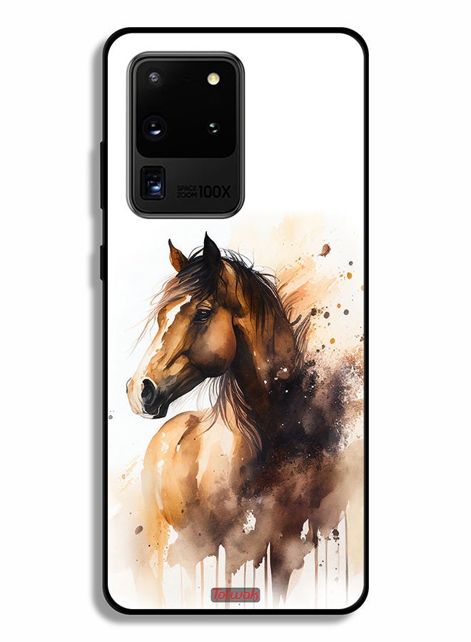 Tolwak Samsung Galaxy S20 Ultra Protective Case Cover Horse Abstract Art - Image 2