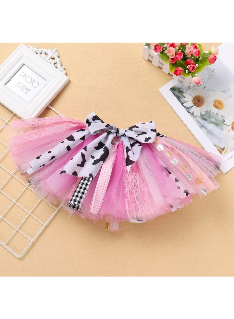 Zikra Baby Girl Birthday Outfit Romper, 3Pcs Farm Cow Giraffe Party Outfit, Include 1st Birthday Princess Romper, Tutu Skirt Set, Crown Headband, Fit for Cake Smash Photo Shoot, 6-9 Months - Image 5