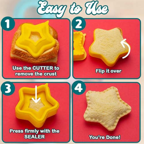 Savoychef Sandwich Cutter and Sealer (Star) - Crustless Sandwich Maker - Great for Lunchbox and Bento Box - Boys and Girls Kids Lunch - Sandwich Cutters for Kids - Image 2