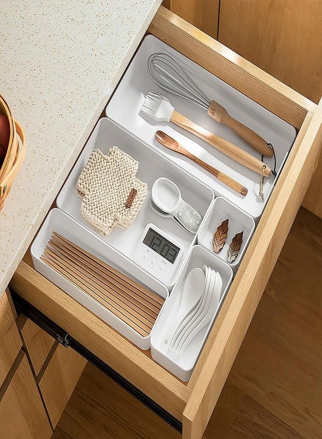 RAUVOLFIA Plastic Drawer Organizers Set, 3-Size Versatile Bathroom and Vanity Drawer Organizer Trays, Storage Bins for Makeup, Bedroom, Kitchen Gadgets Utensils and Office - Image 4