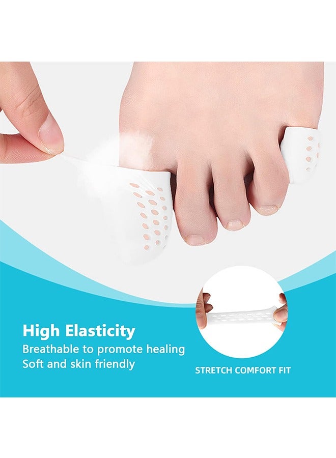 12Pcs 3 Sizes Gel Toe Protectors Breathable, Blister Toe Caps with Holes, Reusable Toe Covers Women Men for Hammer Toes, Toe Guards for Feet, Missing or Ingrown Toenails (White) - Image 2
