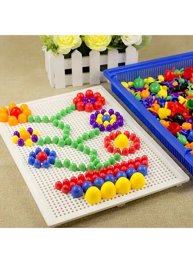 296 PCS Mushroom Nail Puzzle Counting Peg Board Mosaic Pegboard Portable Table Game - Image 3