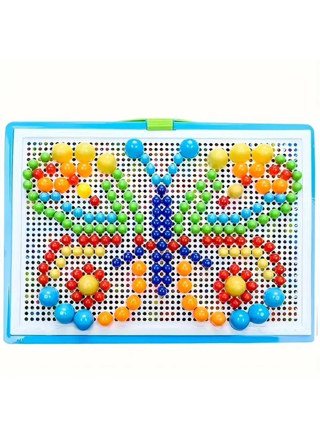 296 PCS Mushroom Nail Puzzle Counting Peg Board Mosaic Pegboard Portable Table Game - Image 5