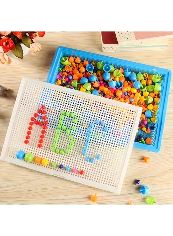 296 PCS Mushroom Nail Puzzle Counting Peg Board Mosaic Pegboard Portable Table Game - Image 4