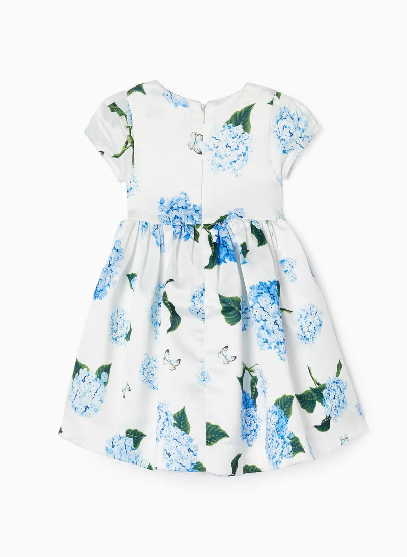 زيبي Zippy Satin Dress With Blue Hydrangeas For Baby Girls