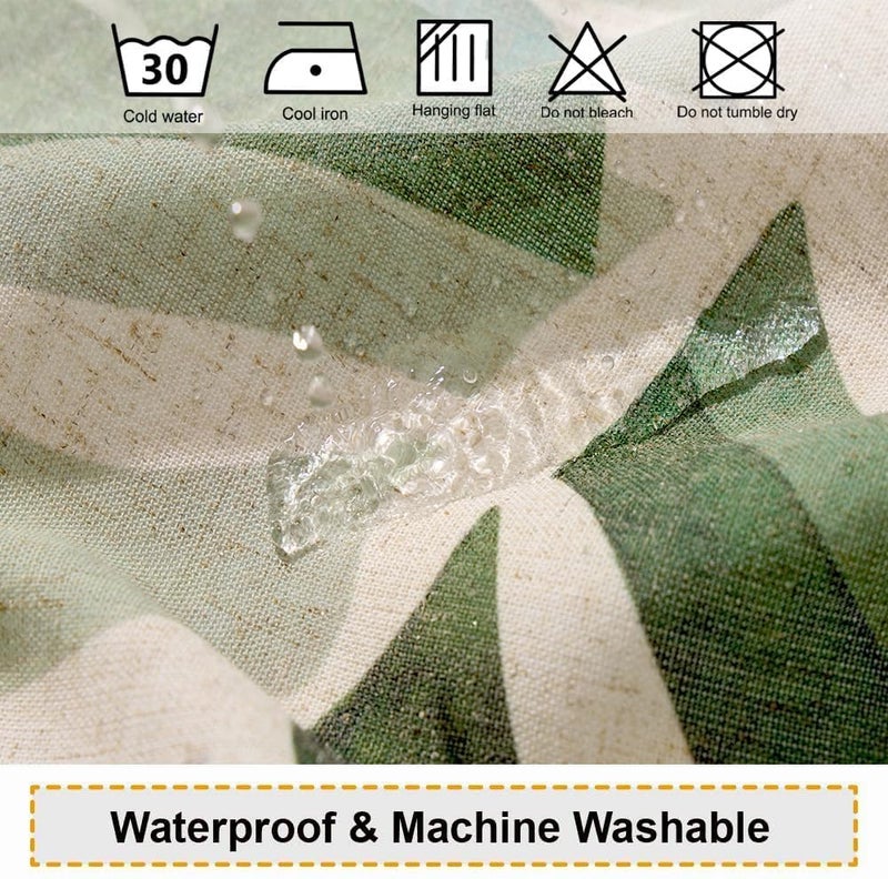 Baccessor Linen Shower Curtain Tropical Green Leaf Shower Curtains Botanical Banana Monstera Leaf Palm Tree Water Repellent Heavy Duty Fabric Cloth Shower Curtain for Bathtubs Hotel 72 W X 72 L Inch - Image 4