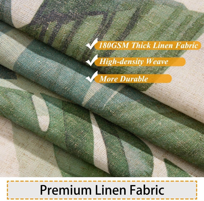 Baccessor Linen Shower Curtain Tropical Green Leaf Shower Curtains Botanical Banana Monstera Leaf Palm Tree Water Repellent Heavy Duty Fabric Cloth Shower Curtain for Bathtubs Hotel 72 W X 72 L Inch - Image 3