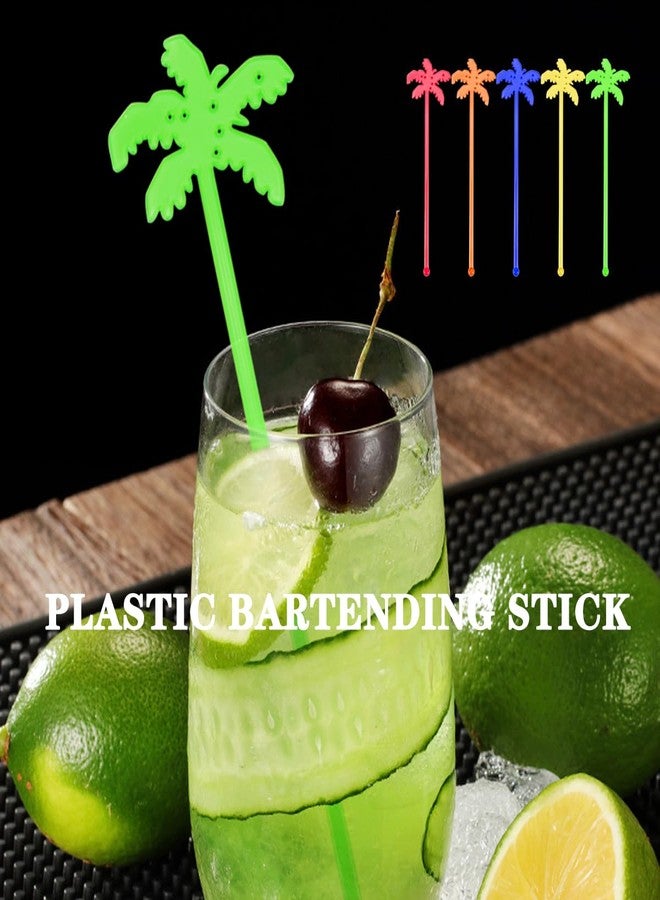 DOERDO DD DOERDO 50PCS Plastic Cocktail Swizzle Sticks Cocktail Drinks Mixing Bar for Juices Chocolate Milk, Coconut Tree, 5 Colors - Image 5