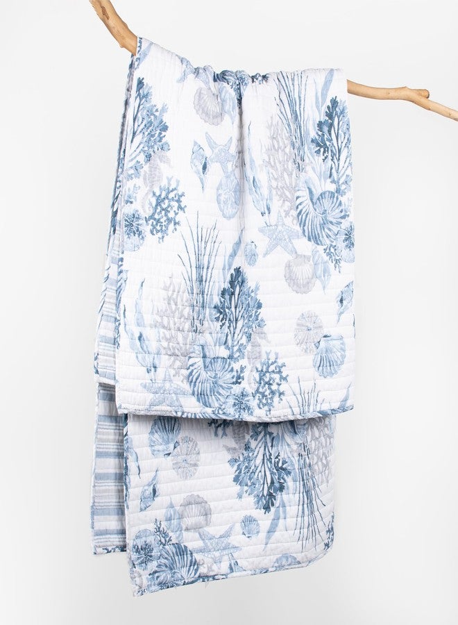 ليفتيكس هوم ليف تكس هوم - كورال لاندينغ - بطانية - ساحلية - أزرق داكن رمادي أبيض - بطانية (50 × 60 بوصة) - قطن - Image 4