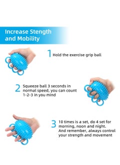 Cuken Hand Grip Strengthener, Finger Exerciser Ball and Hand Exercisers for Strength, Grip Strengthening, Improve Flexibility, Hand Therapy Ball for Hand Cramps and Recovery Blue  - Image 5
