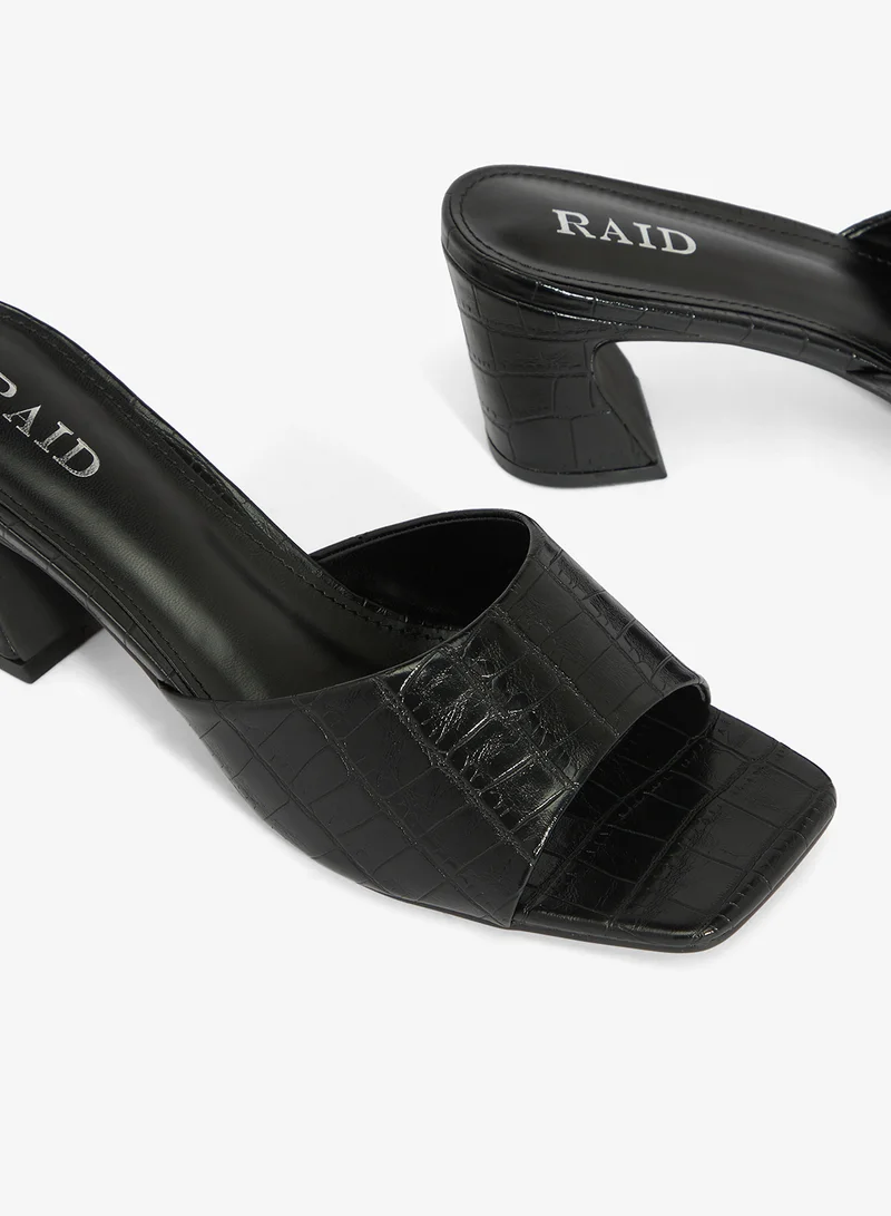 Raid BLACK CROC PU Saanvi Heeled Sandals for Women | Best Price UAE