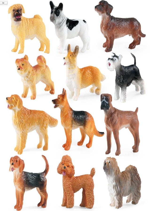 SIENON 12PCS Dog Figures Toy Set, Miniature Plastic Realistic Assorted Dollhouse Puppy Animals for Kids Educational Preschool Learning Christmas Easter Eggs Birthday Party Favor Cake Topper - Image 1