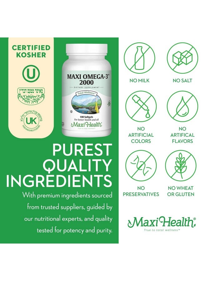 ماكسي هيلث زيت السمك أوميجا 3 - قوة ثلاثية 2000 ملغ مكملات زيت السمك الحلال - بدون طعم سمكي مكمل أوميجا 3 - زيت سمك بدون تجشؤ مكمل أحماض أوميجا 3 الدهنية مع EPA وDHA (100 كبسولة هلامية) - Image 4