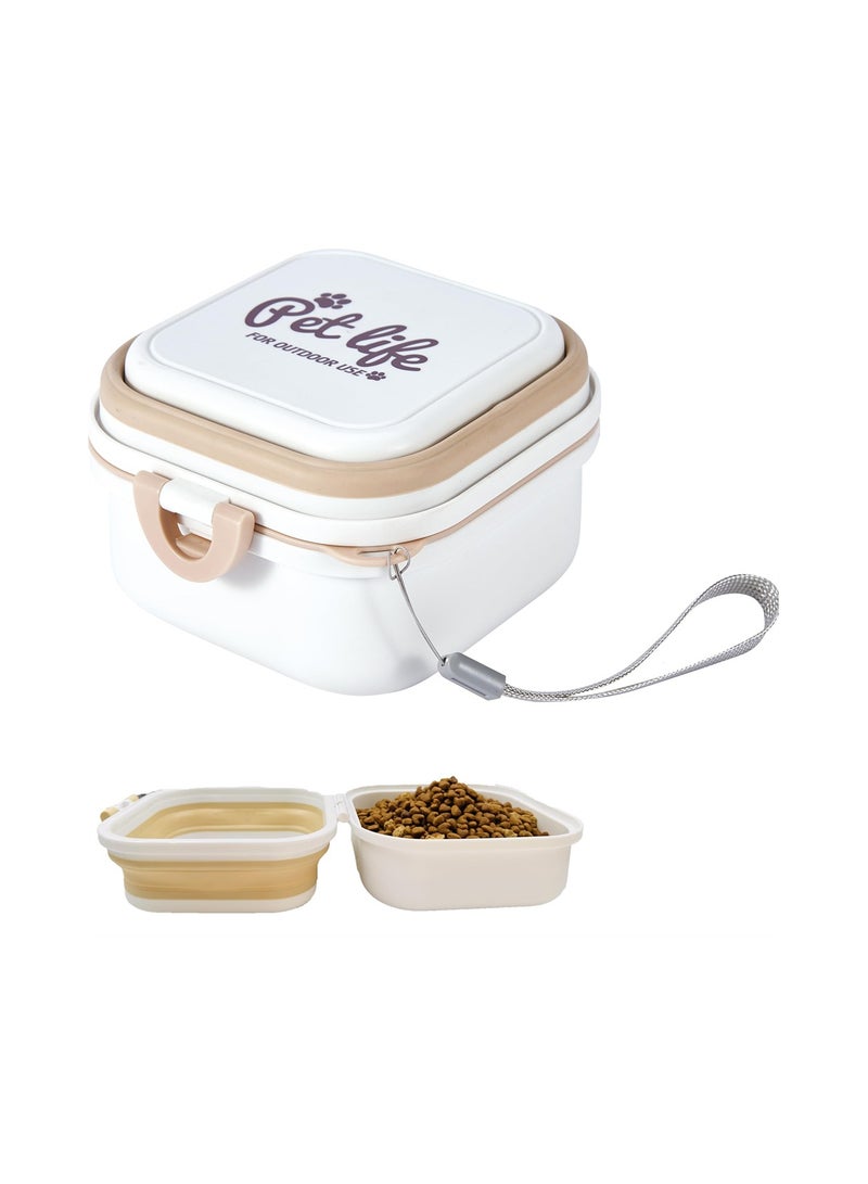 SYOSI Collapsible Dog Water Bowl, Portable Travel Bowl for Dogs and Cats, 2-in-1 Pet Food and Water Feeder, Convenient Feeding and Storage Solution, for Traveling, Hiking, Camping (White) - Image 1