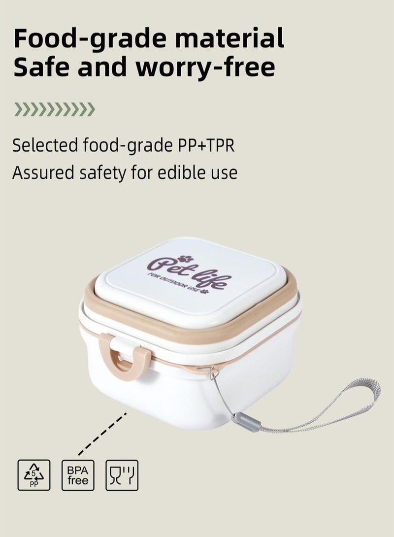 SYOSI Collapsible Dog Water Bowl, Portable Travel Bowl for Dogs and Cats, 2-in-1 Pet Food and Water Feeder, Convenient Feeding and Storage Solution, for Traveling, Hiking, Camping (White) - Image 5