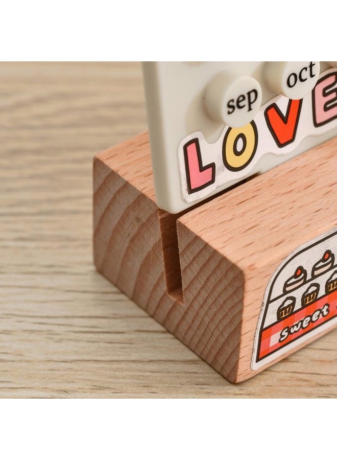 MEMORY FISH Wooden Desk Calendar Perpetual Calendar Retro Home Unique Gifts,Month Date Display, Desk Decorations for Office, Desk Accessories Aesthetic, Cute Desk Decor(Creamy white) - Image 5