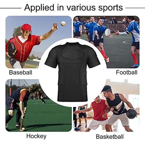 TUOYR قميص كرة القدم padded للرجال مع واقي للصدر والضلوع للعب كرة القدم والبيسبول والكرة اللينة والرجبي - Image 5