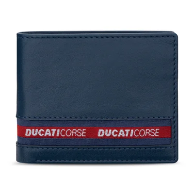 Ducati Corse Ducati Corse Nastro Navy Genuine Leather Wallet For Men - DTLGW2201102