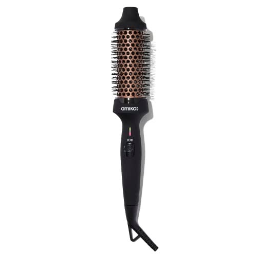 amika blowout babe thermal ionic hairbrush â€“ ionic ceramic round hot styling brush for smoothing & volume, add shine & tame frizz (barrel 1.5â€³) â€“ styling tool (black) - Image 1