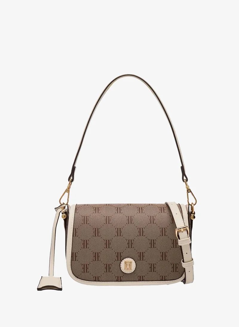 ايل Monogram Texture Crossbody Bag With Detachable Strap