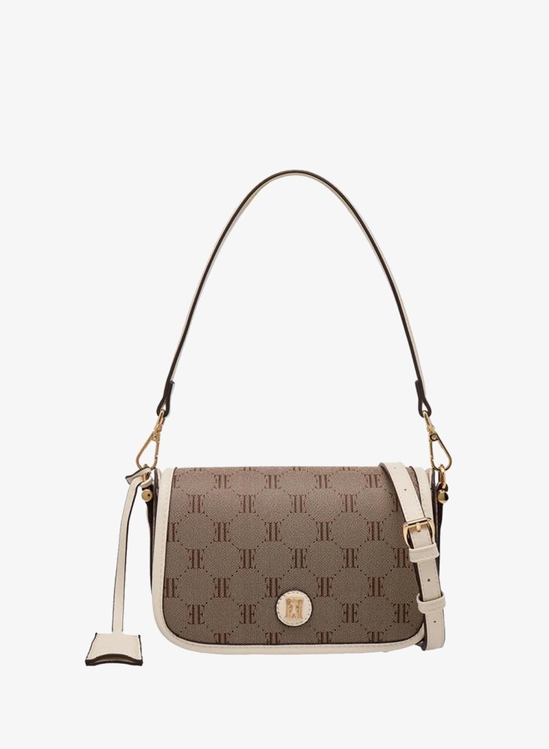 ELLE Monogram Texture Crossbody Bag With Detachable Strap - Image 1
