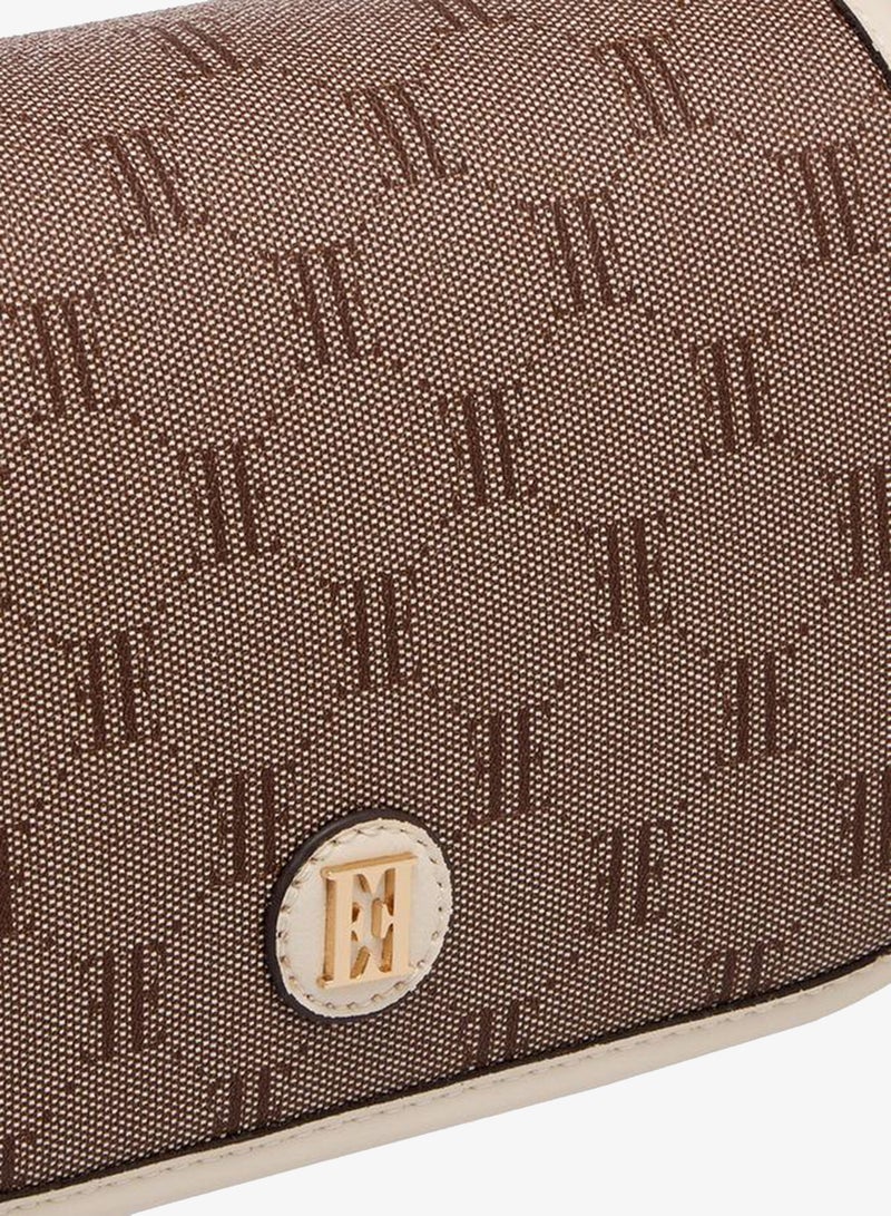 ELLE Monogram Texture Crossbody Bag With Detachable Strap - Image 4