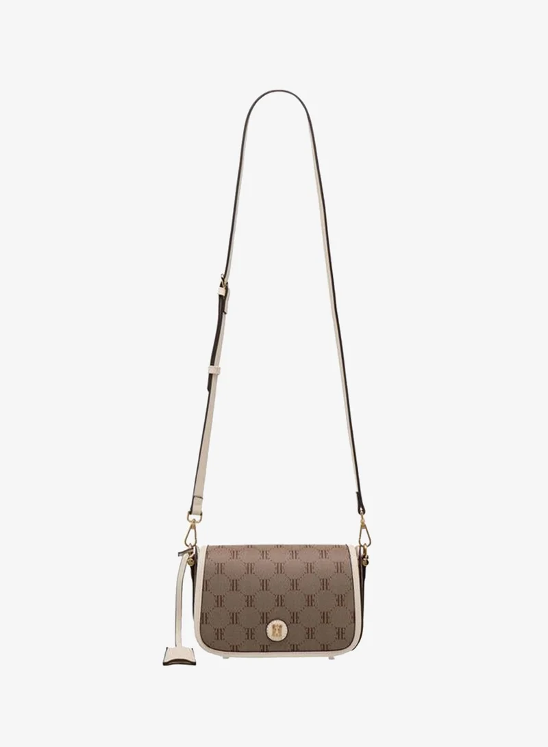 ايل Monogram Texture Crossbody Bag With Detachable Strap