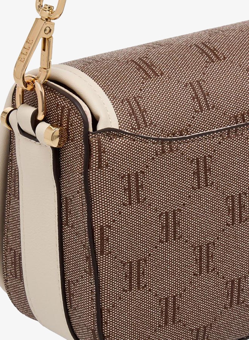 ELLE Monogram Texture Crossbody Bag With Detachable Strap - Image 5