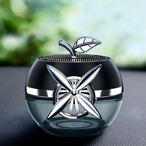 SOLDTRUE Solar Rotating Car Air Freshener Interior Dashboard Decoration | Diffuser with Solar Rotating Creative Car Perfume Decoration | Stylish Apple Design (Grey, Ocean Mist Fregrence, 45 ml.) - Image 1