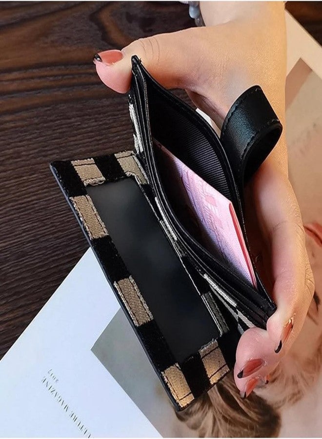 TURBOOST Cute Slim Card Holder Canvas Front Pocket Wallet, Small Credit Card Case for Women, Black, Small, Minimalist - Image 4