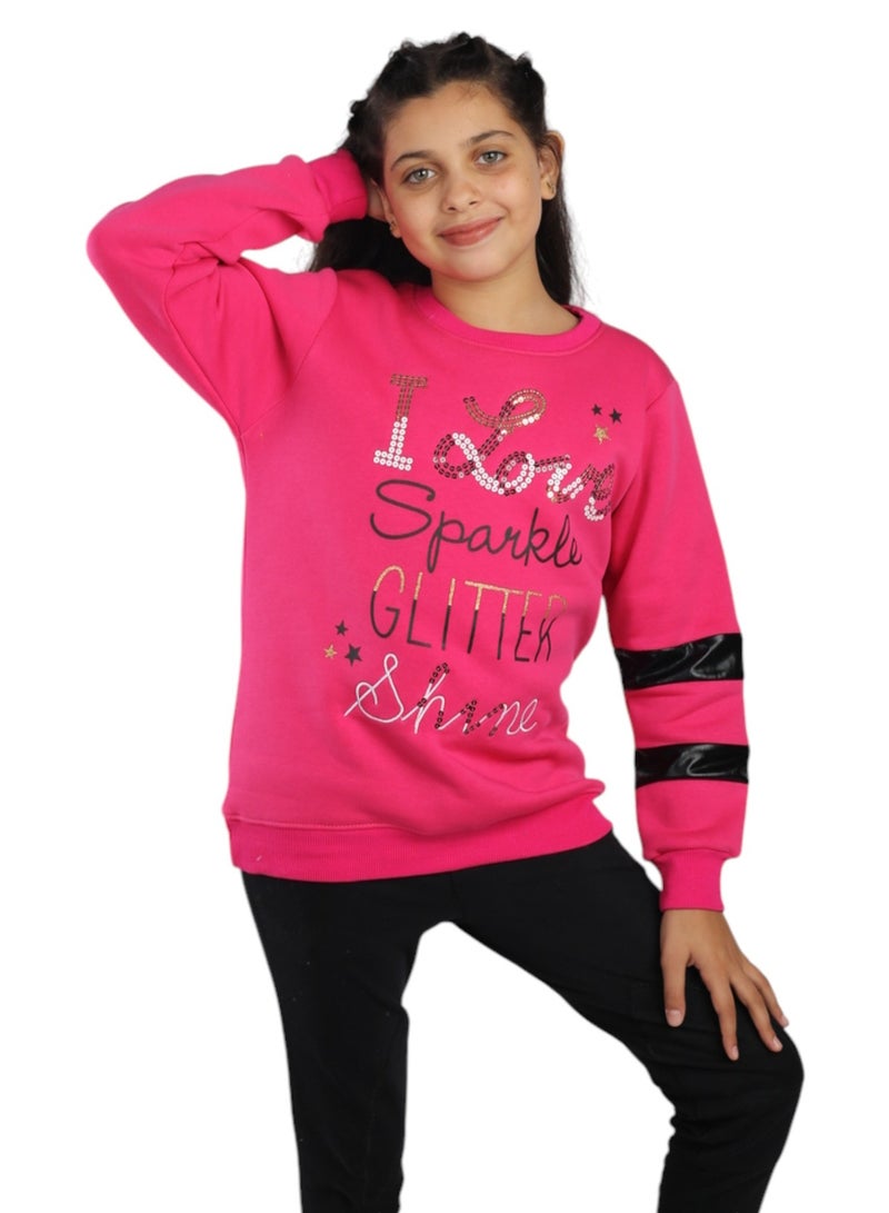 تشويس سويتشرت SPARKLE للبنات – خامة ميلتون ناعمة لإطلالة مريحة ومتألقة تصميم مبتكر يجمع بين الأناقة والراحة code 551 - Image 1
