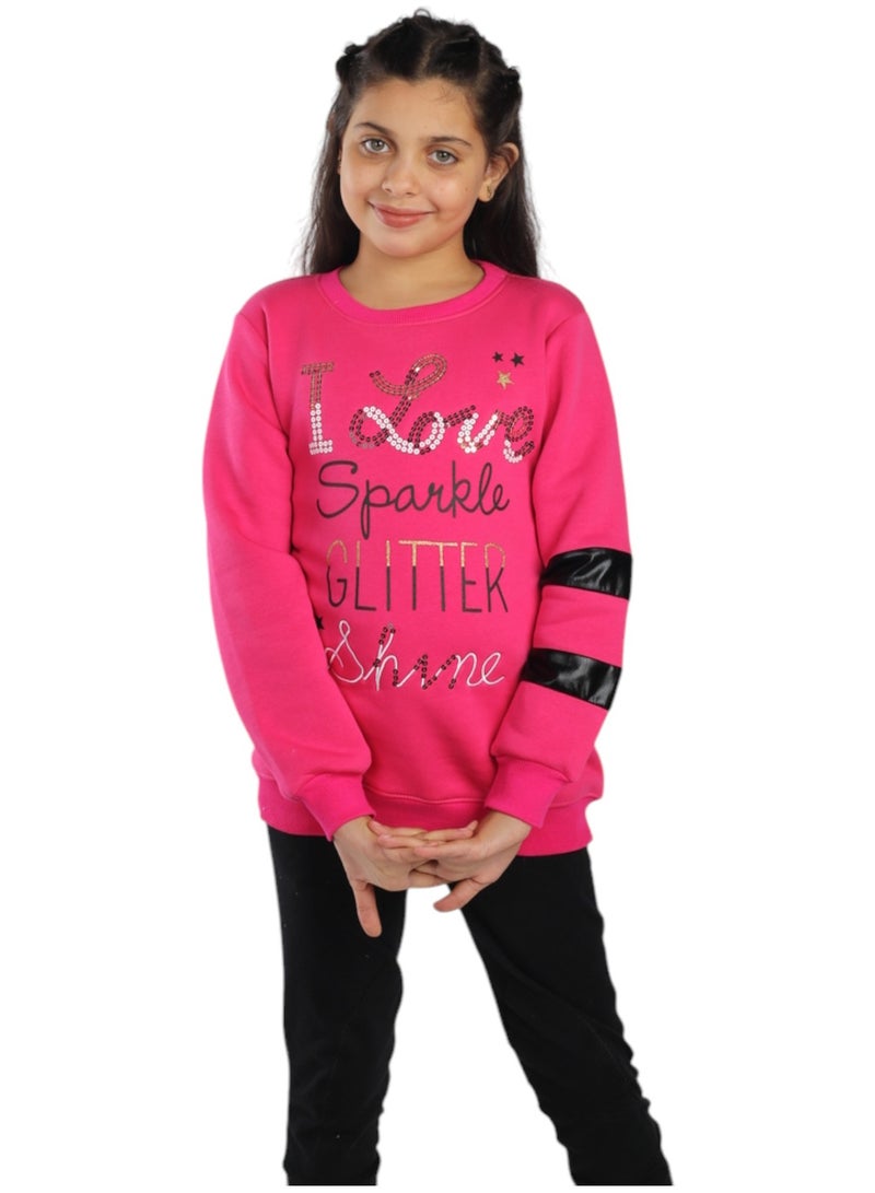 تشويس سويتشرت SPARKLE للبنات – خامة ميلتون ناعمة لإطلالة مريحة ومتألقة تصميم مبتكر يجمع بين الأناقة والراحة code 551 - Image 2