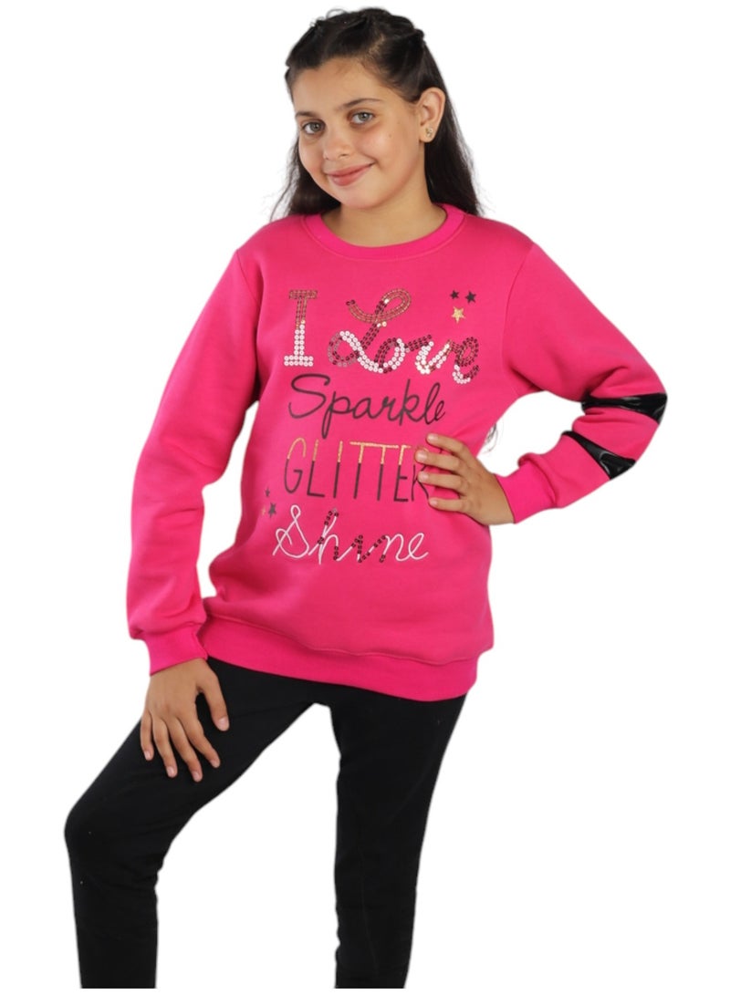 تشويس سويتشرت SPARKLE للبنات – خامة ميلتون ناعمة لإطلالة مريحة ومتألقة تصميم مبتكر يجمع بين الأناقة والراحة code 551 - Image 3