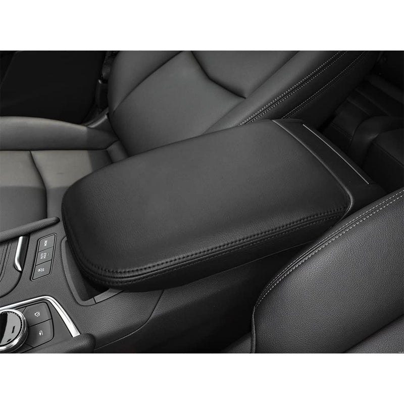 غطاء وحدة التحكم DEYTOP لسيارة كاديلاك XT5 2017-2023 2024 غطاء مسند الذراع لسيارة كاديلاك XT5 2023 2022 2021 ملحقات مضادة للخدش من الجلد مسند ذراع واقي أسود مع خياطة سوداء