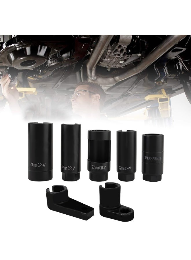 DEFAONS Oxygen Sensor Socket Set 7PCS CR-V Steel Offset & Low-Profile Design for O2 Sensor Removal, Oil Pressure Sending Unit, Vacuum Switch, Ball Joint Service – Slotted & Crowfoot Sockets with Heavy-Duty Carry Case for Cars, SUVs, Trucks, Automotive Repair, 4856 - Image 2
