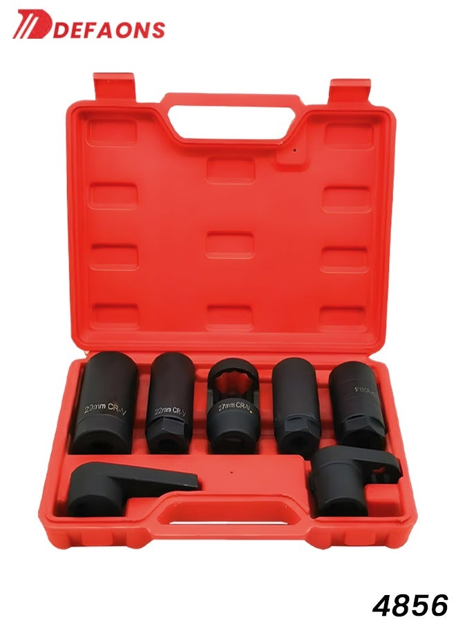 DEFAONS Oxygen Sensor Socket Set 7PCS CR-V Steel Offset & Low-Profile Design for O2 Sensor Removal, Oil Pressure Sending Unit, Vacuum Switch, Ball Joint Service – Slotted & Crowfoot Sockets with Heavy-Duty Carry Case for Cars, SUVs, Trucks, Automotive Repair, 4856 - Image 1