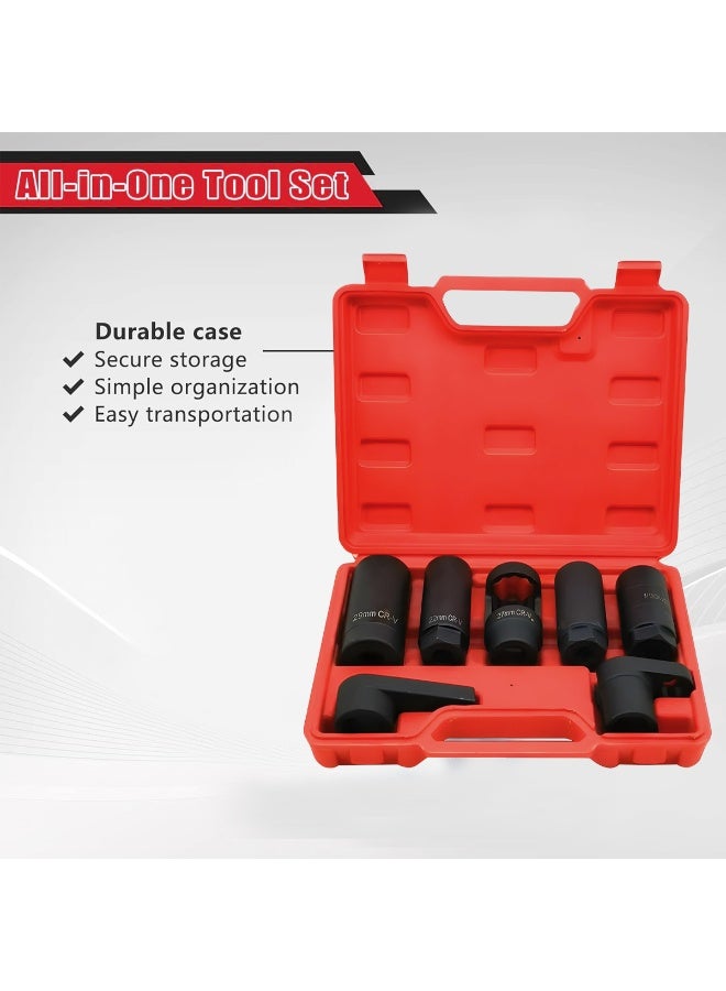 DEFAONS Oxygen Sensor Socket Set 7PCS CR-V Steel Offset & Low-Profile Design for O2 Sensor Removal, Oil Pressure Sending Unit, Vacuum Switch, Ball Joint Service – Slotted & Crowfoot Sockets with Heavy-Duty Carry Case for Cars, SUVs, Trucks, Automotive Repair, 4856 - Image 5