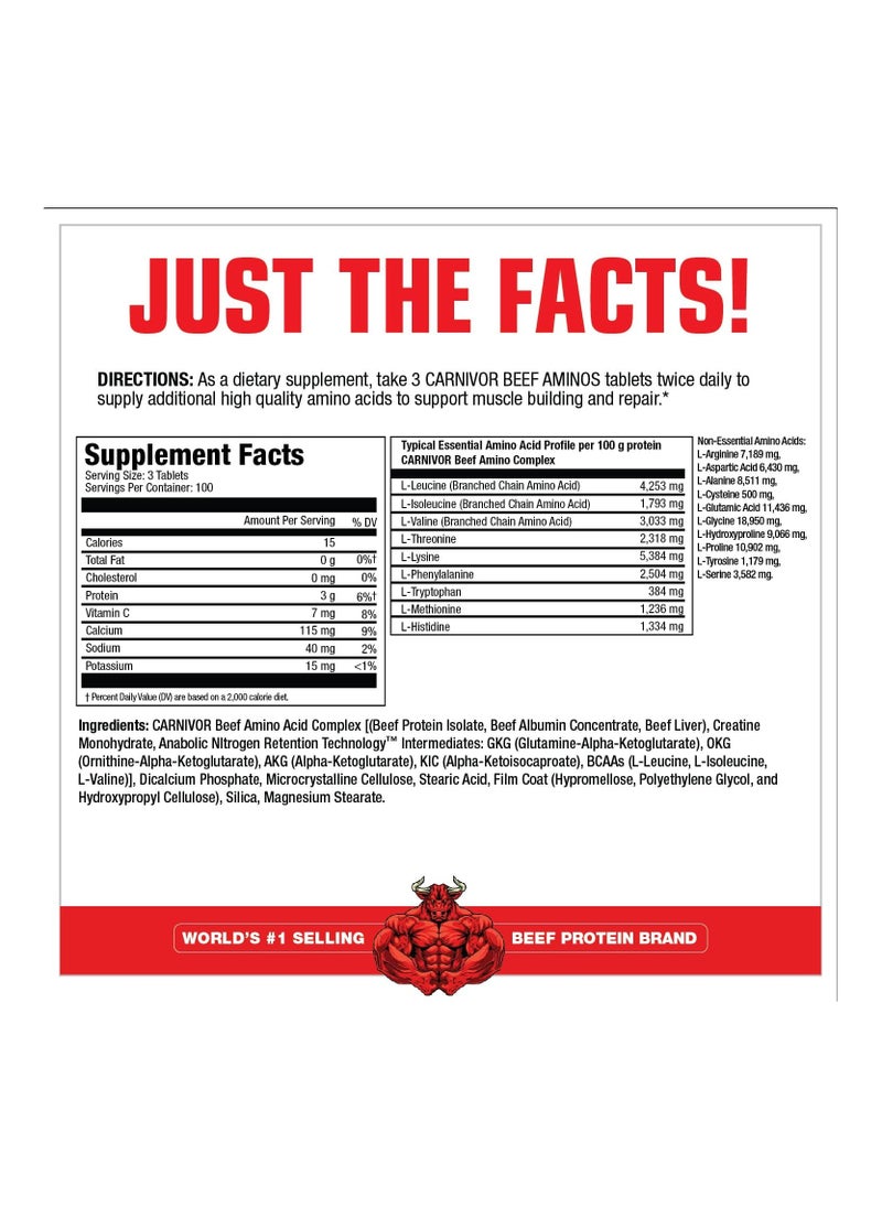 MUSCLEMEDS MuscleMeds Carnivor 100% Aminos 300 Tablets 100 Serving  - Image 2