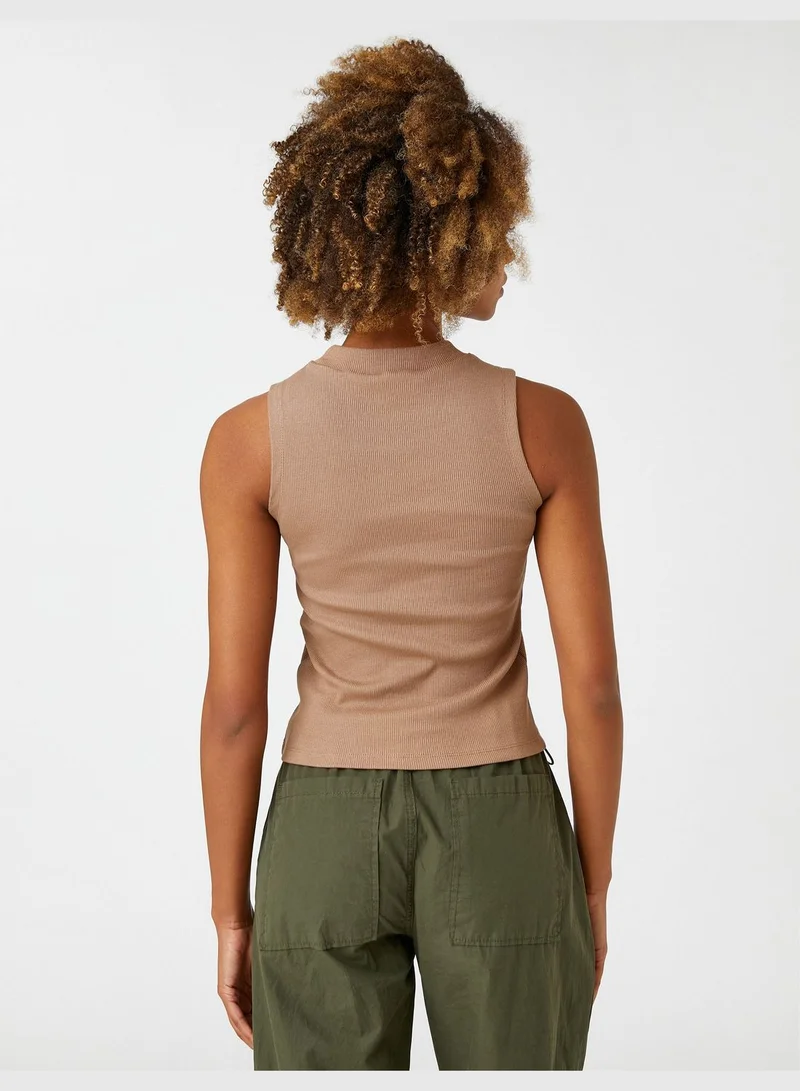 كوتون Sleeveless Ribbed High Neck Tanktop